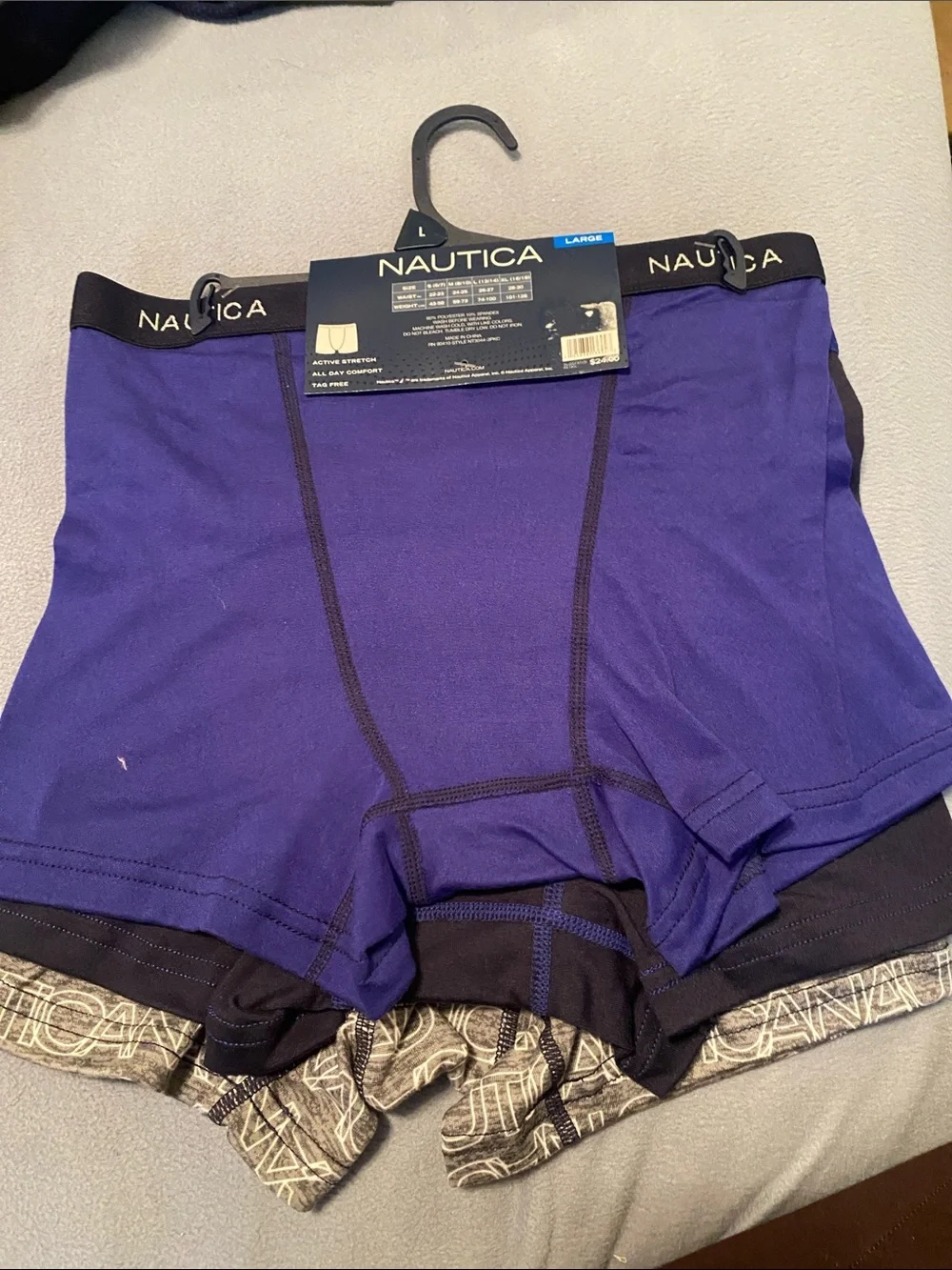 Nautica Boys Gray Logo Performance Boxer Briefs with Navy Waistband - 3 Pack
